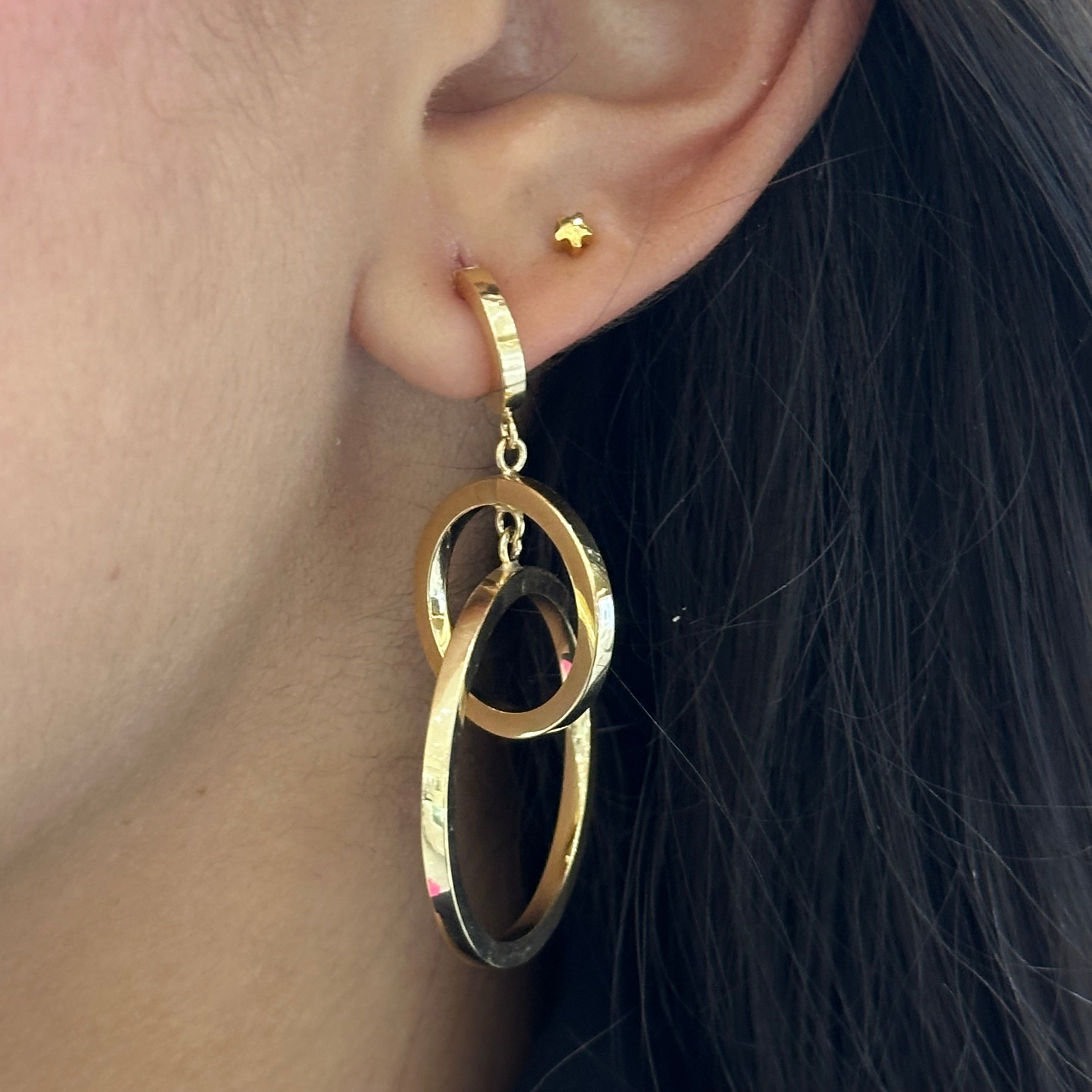 thumbnail image 2 of 4 Inch Wooden Circle Drop Dangle Earrings For Women – Assorted Colors, Hook Fastening 2 of 6