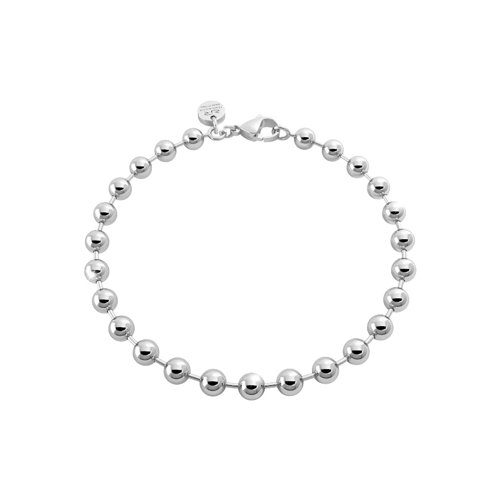 Rhodium Plated Bead Initial Bracelet Letter T –