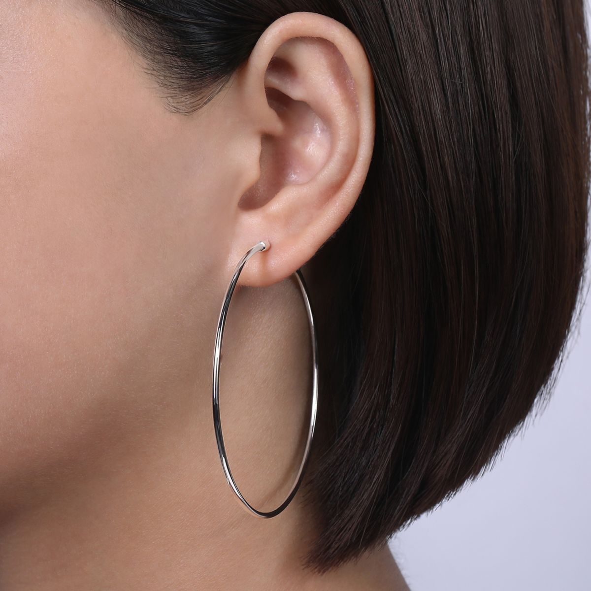 60mm White Gold Hoop Earrings –