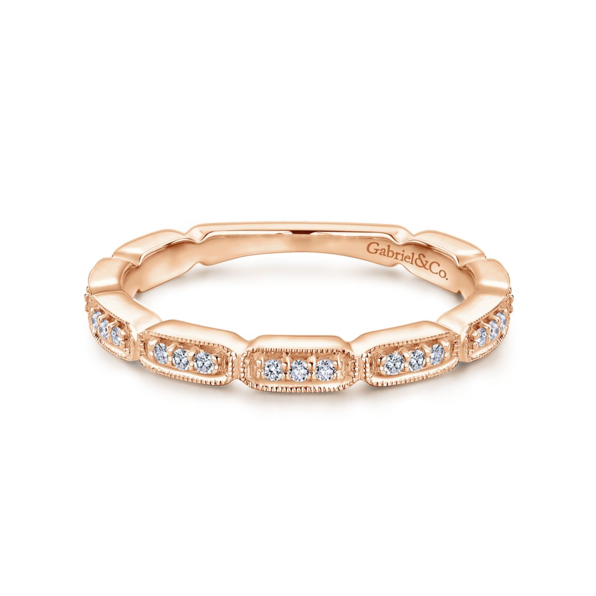 14K Rose Gold Spaced Diamond Ring –
