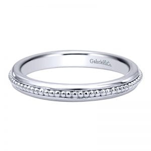 White Gold Beaded Line Ring –