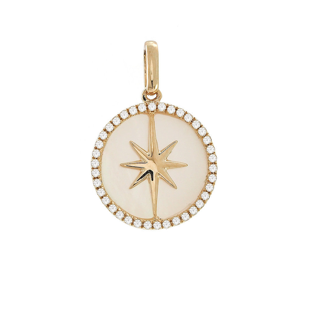 Mother Pearl Diamond Compass Pendant - SHOPKURY.COM