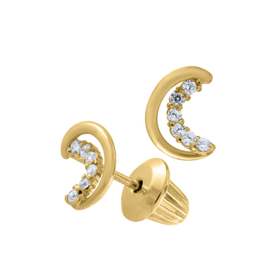 Moon Zirconia Stud Earrings - SHOPKURY.COM
