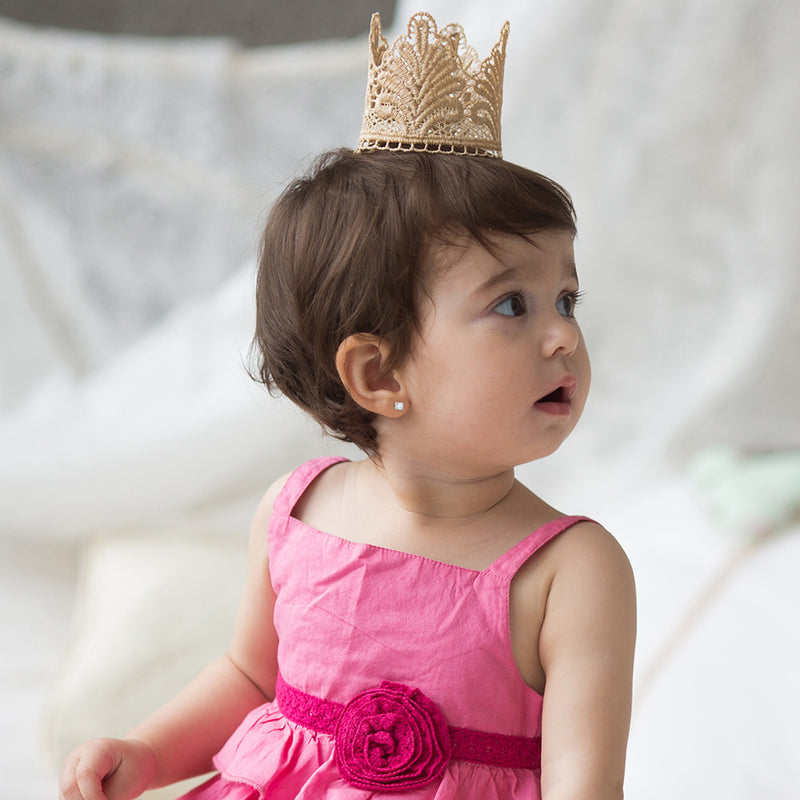 2MM Zirconia White Gold Kids Earrings - SHOPKURY.COM