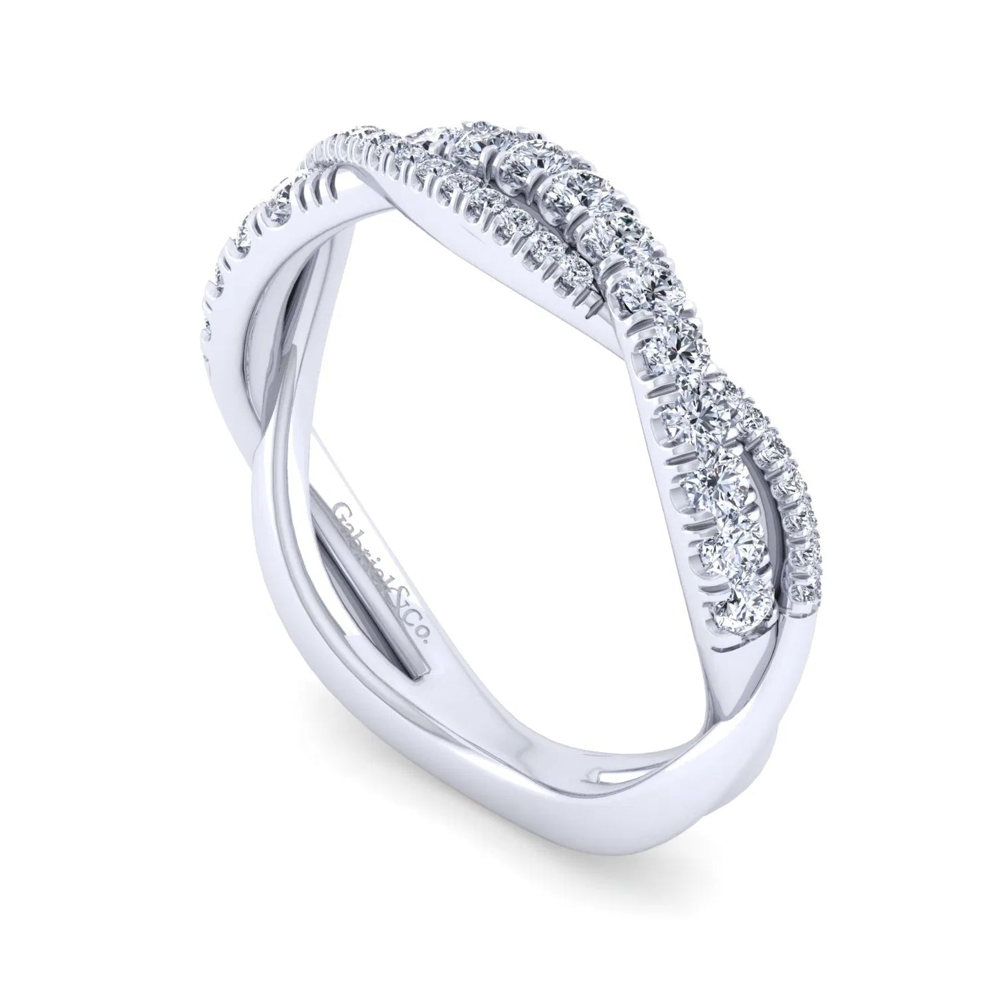 White Gold Diamond Twist Ring - SHOPKURY.COM