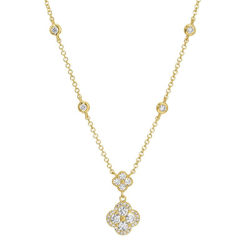 Double Clover and Diamonds Necklace - SHOPKURY.COM
