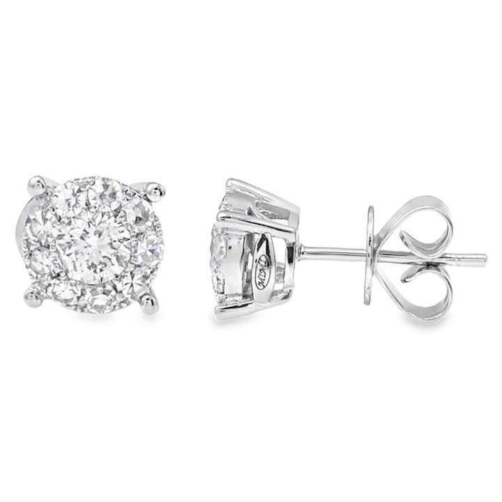 .50ct Illusion Diamond Stud Earrings 14KW - SHOPKURY.COM