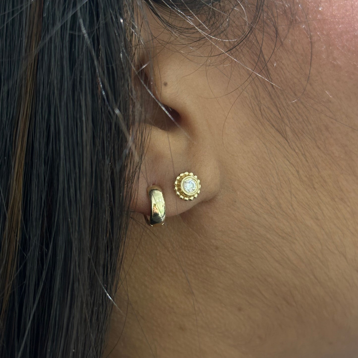 Flat Gold Huggie Earrings - SHOPKURY.COM