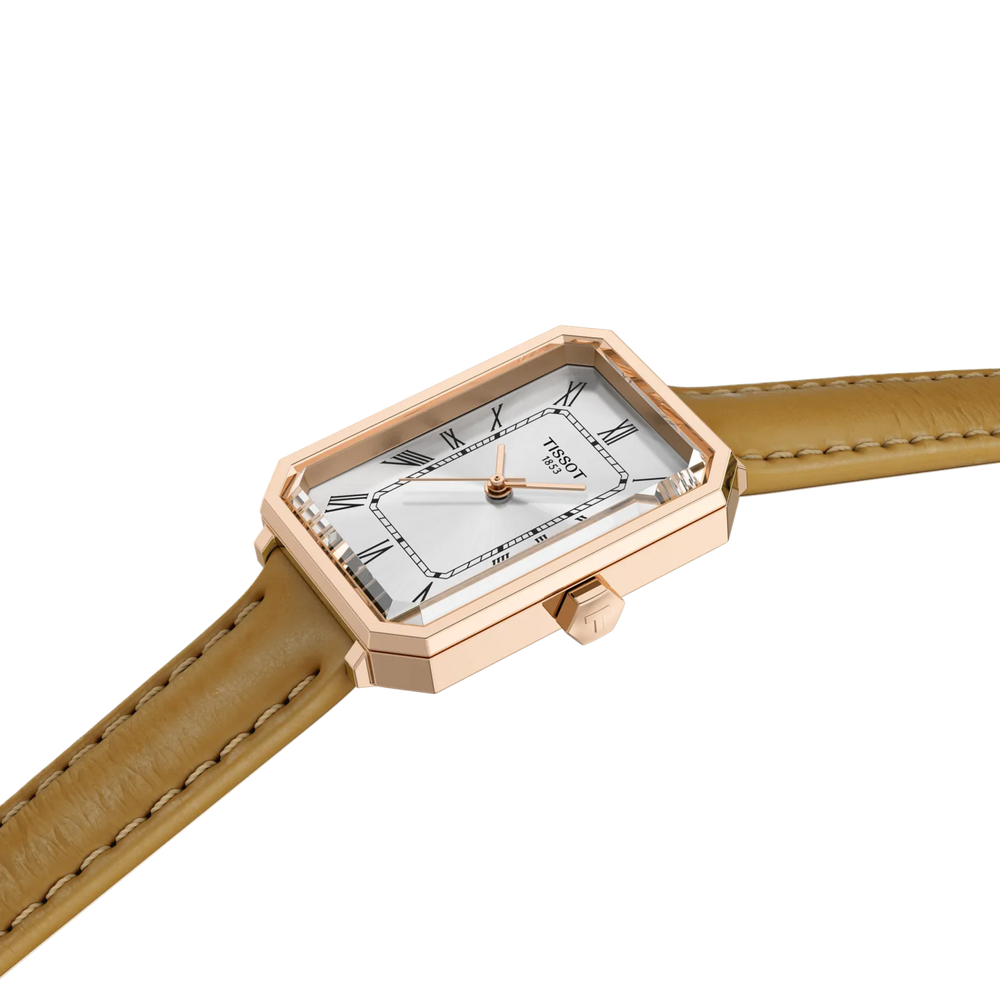 SRV 30mm Rose Gold Watch with Light Brown Leather Strap by TISSOT