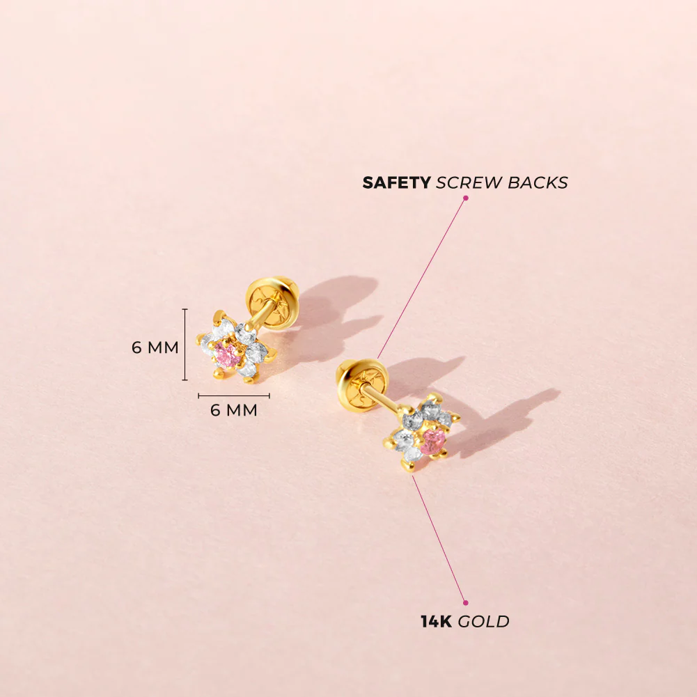 Clear and Pink flower Kids Earrings - SHOPKURY.COM