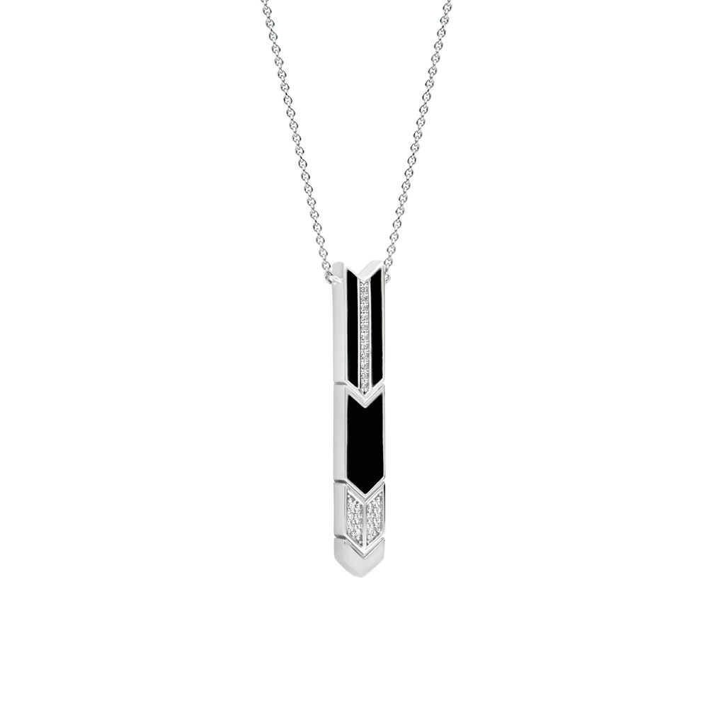 3954BO/42|Ti Sento | Sterling Silver Necklace with Rhodium plating, Black Onyx and clear zirconias - Arrow Pendant (42cm) - SHOPKURY.COM