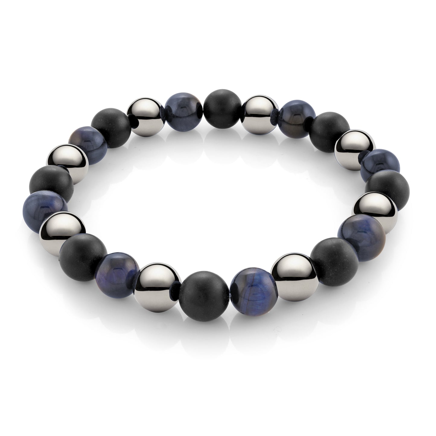 Blue Tiger Eye/Hematite/Onyx Bead Bracelet - SHOPKURY.COM