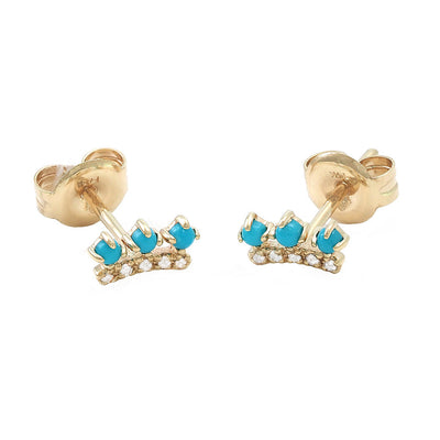 Diamond and Turquoise Dots Stud Earrings - SHOPKURY.COM