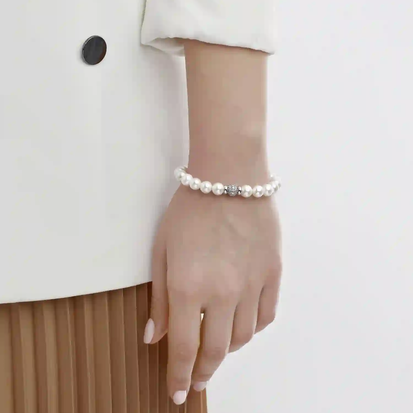 White Pearl Pave Bracelet - SHOPKURY.COM