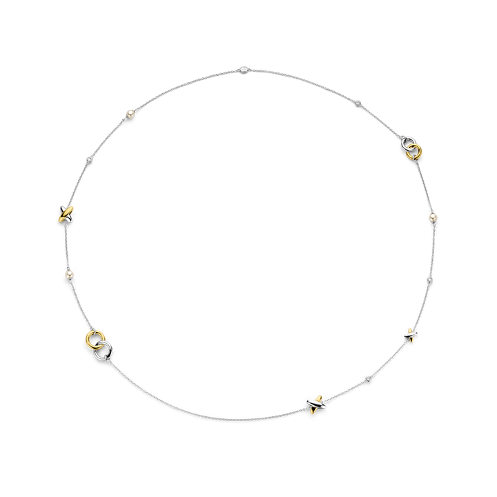 XOXO Two Tone Pave Long Necklace - SHOPKURY.COM