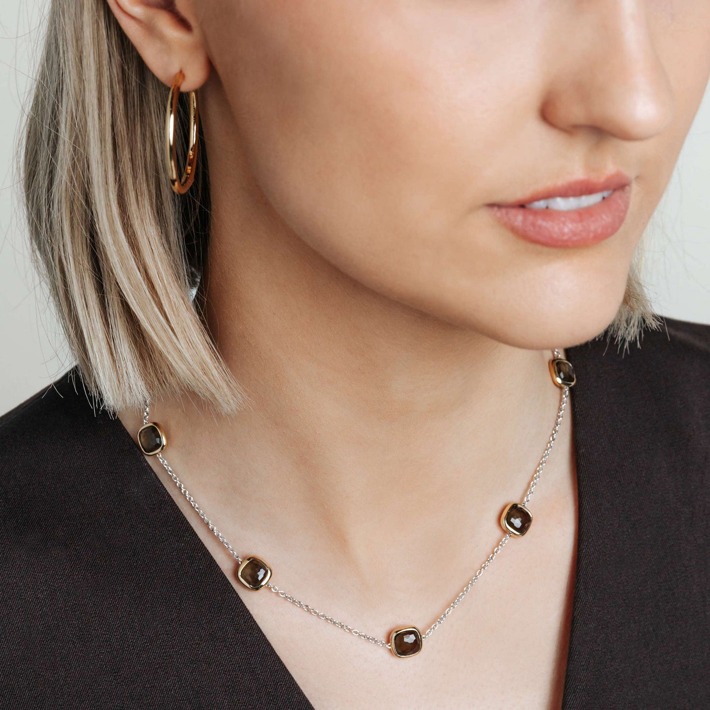 Cushion Khaki Multi Station Necklace - SHOPKURY.COM