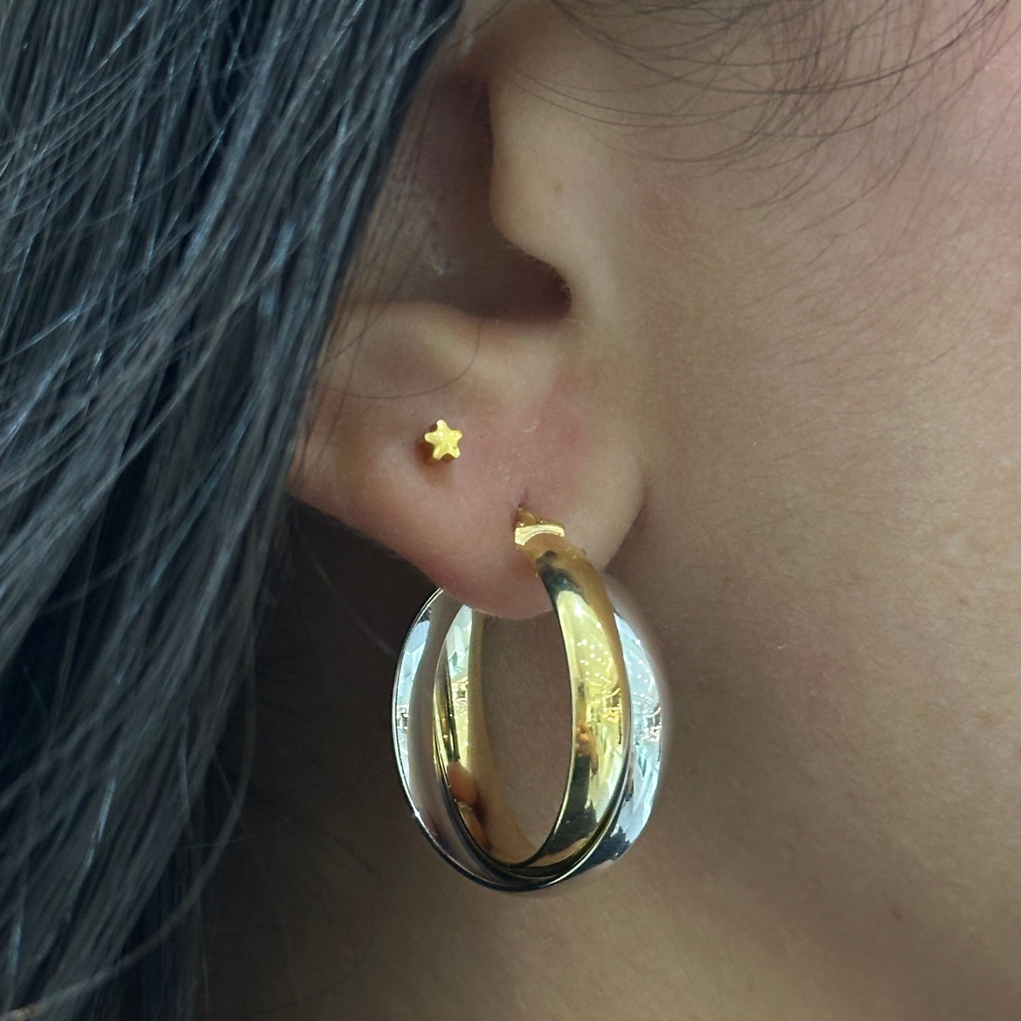 Two-Tone 23MM Intertwined Hoops - SHOPKURY.COM