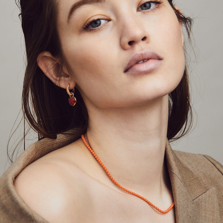 Orange Coral Stones Necklace Short - SHOPKURY.COM