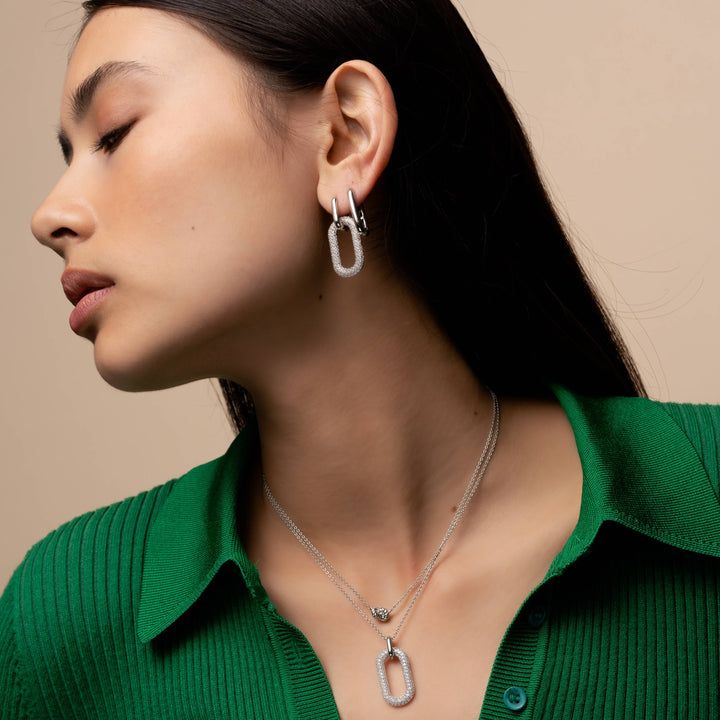 Silver Pave Link Necklace - SHOPKURY.COM