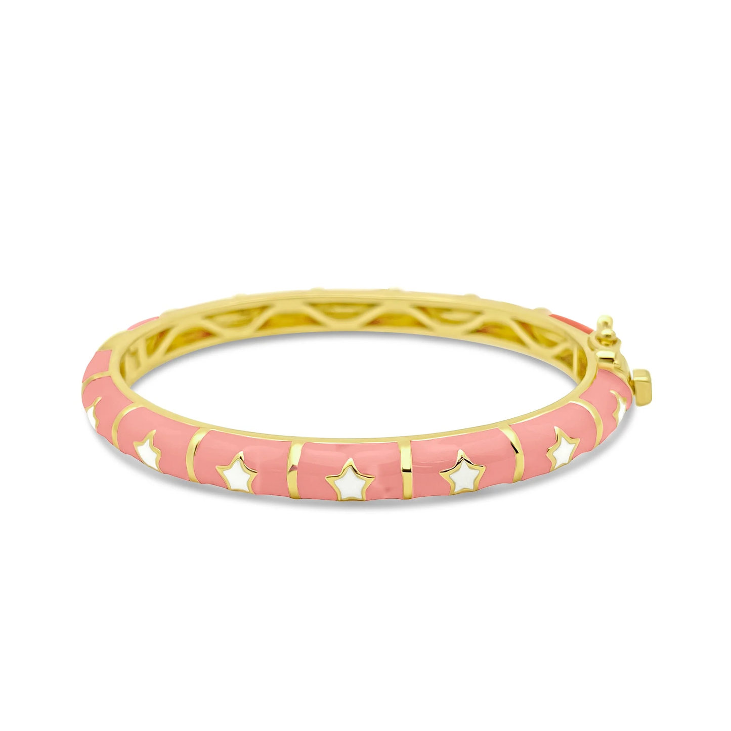 Peach/White Stars Kids Bangle Bracelet - SHOPKURY.COM