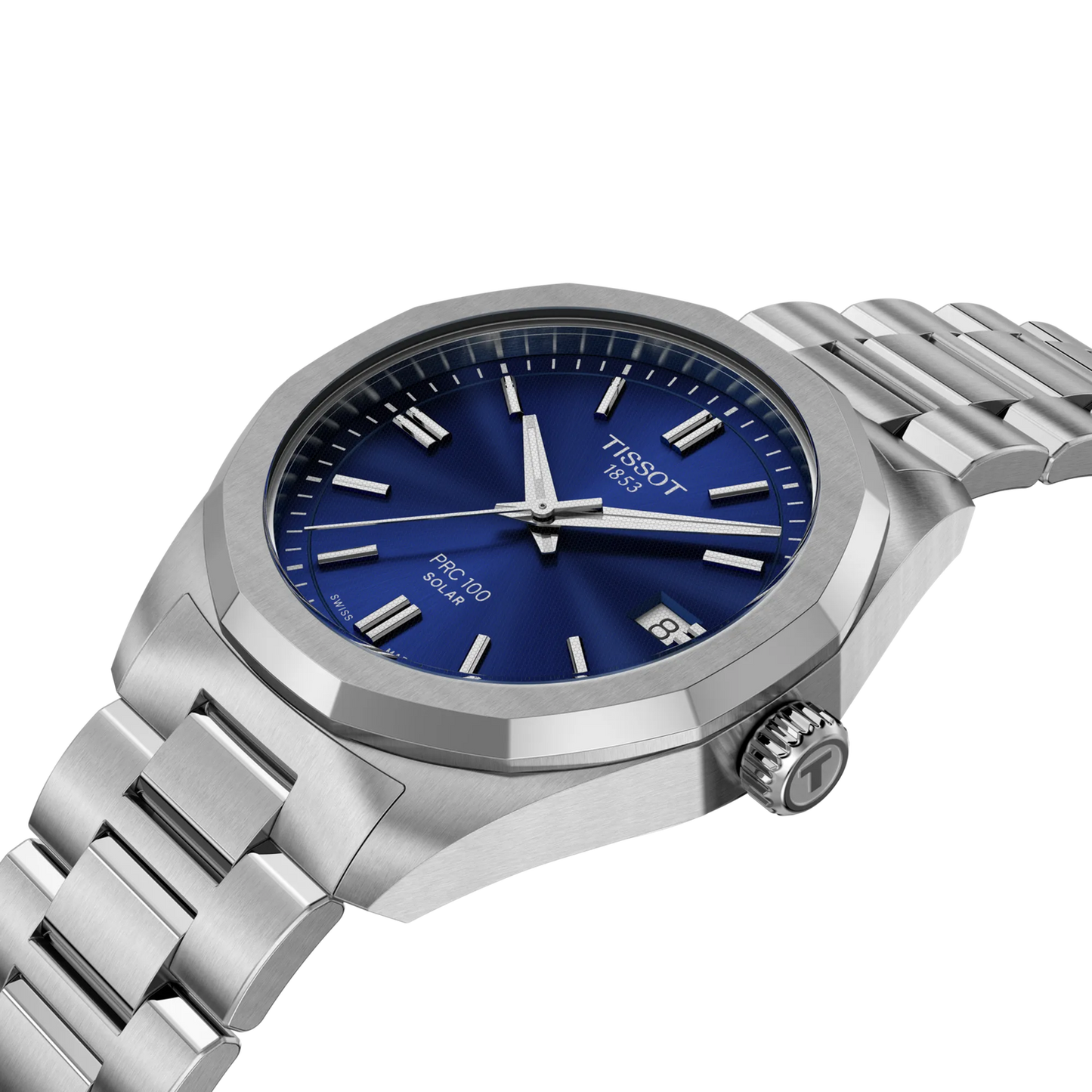 PRC100 Solar Quartz 34mm Watch with Blue Dial by TISSOT