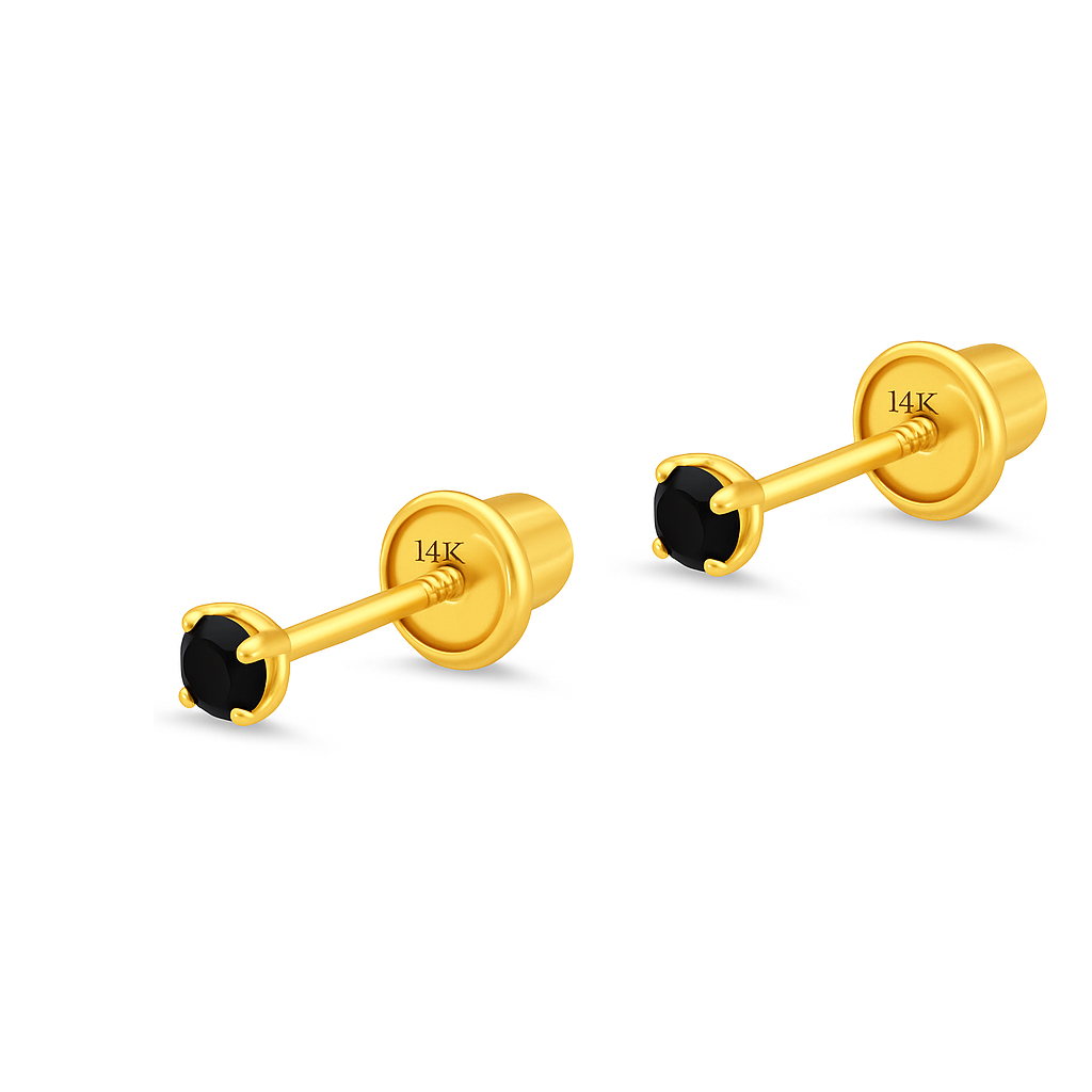 3MM Black Onyx Stud Earring - SHOPKURY.COM