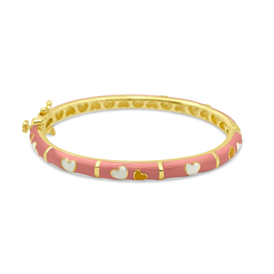 Peach/White/Yellow Hearts Kids Bangle Bracelet - SHOPKURY.COM