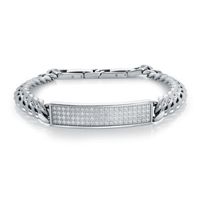 8MM Curb Link Pave Steel Bracelet - SHOPKURY.COM