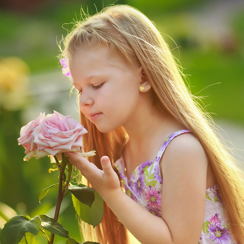 Golden Heart Stone Kids Earrings - SHOPKURY.COM