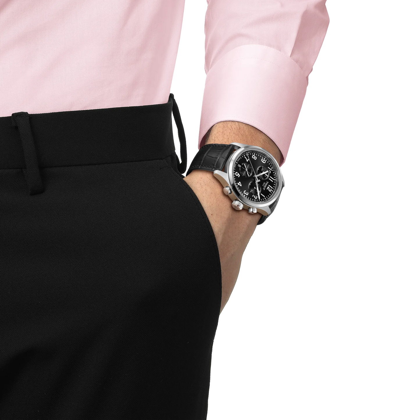 Chrono L 42mm with Black Leather Strap by TISSOT