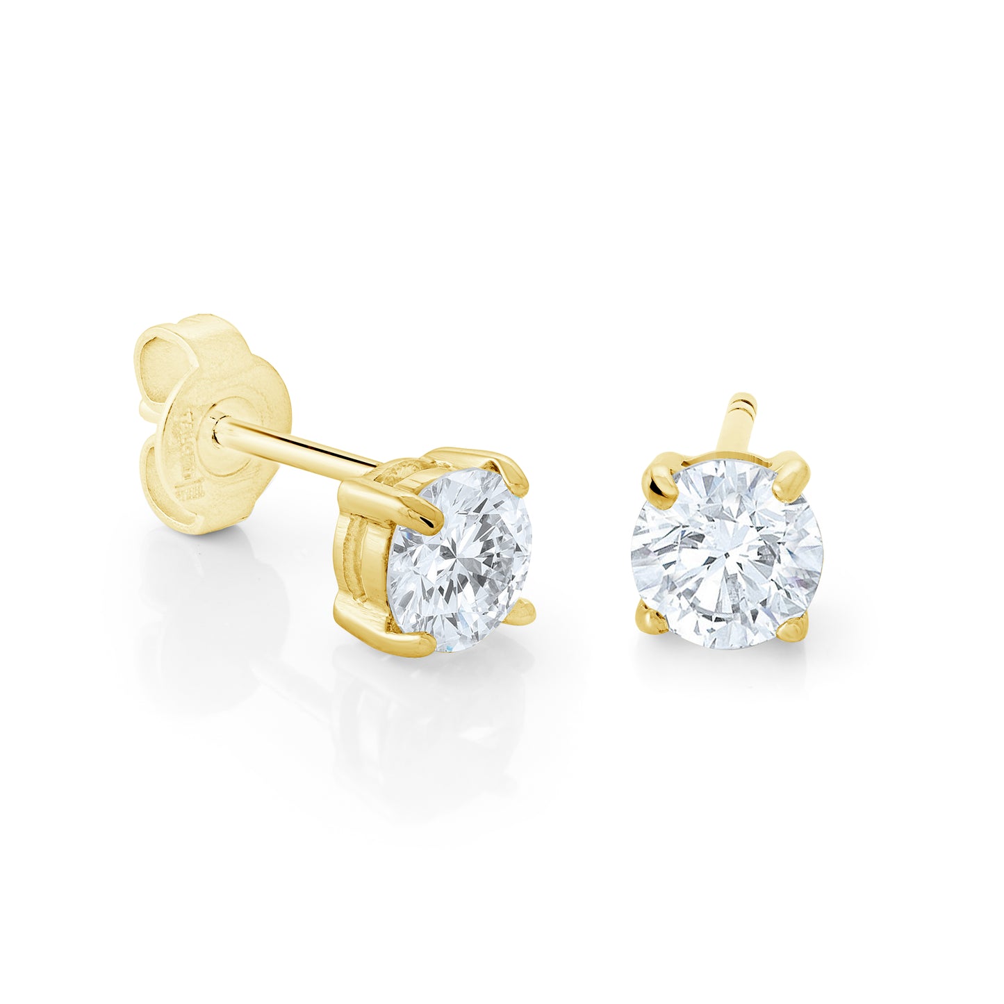 6MM Zirconia Yellow Steel Stud Earrings - SHOPKURY.COM