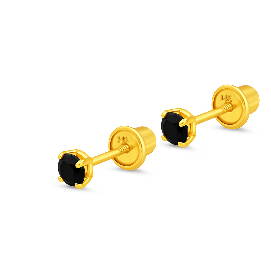4MM Black Onyx Stud Earring - SHOPKURY.COM