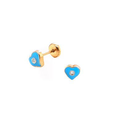 Blue Heart Enamel Zirconia Stud Earrings - SHOPKURY.COM