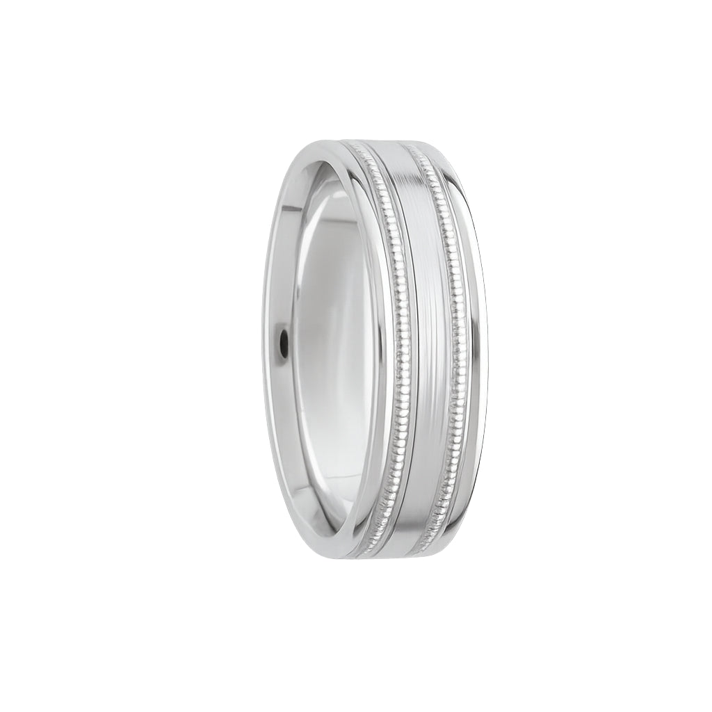 6mm Polished Milgrain Pattern Wedding Band by KURY BRIDAL
