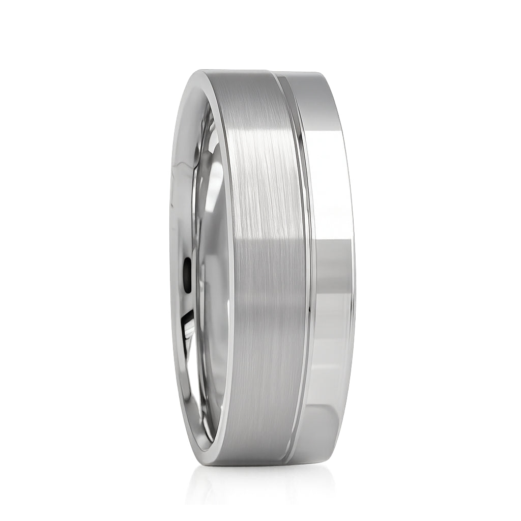 5MM Blushed and Polished Wedding Band in White Gold by KURY BRIDAL