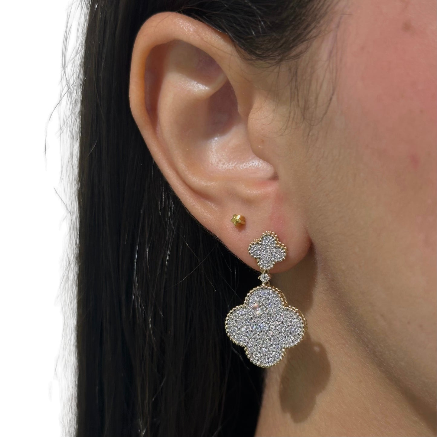 Clover Diamond Dangle Earrings - SHOPKURY.COM