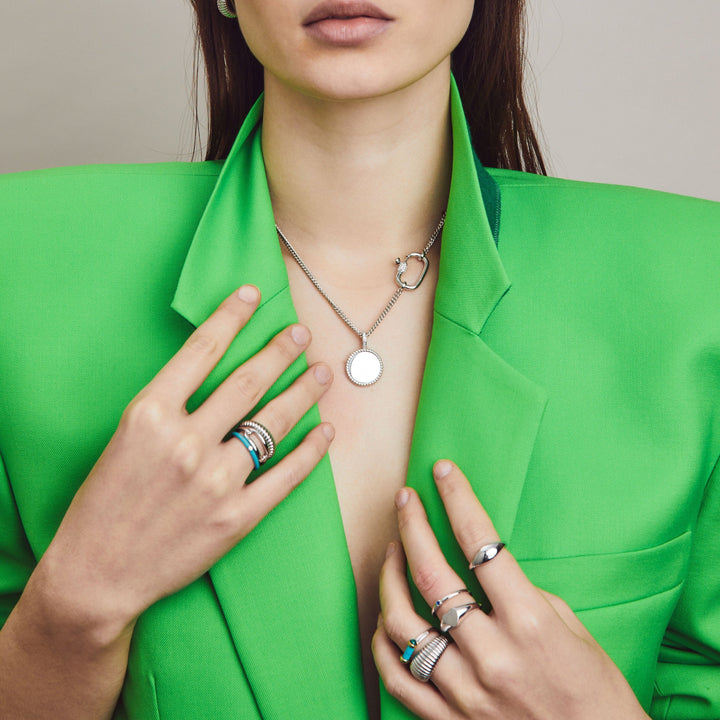 Polished Silver Disk Necklace - SHOPKURY.COM