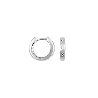 White Gold Huggie Diamond Earrings - SHOPKURY.COM