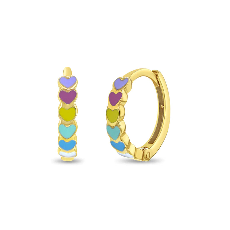 Rainbow Heart Cascade Kids Earrings - SHOPKURY.COM