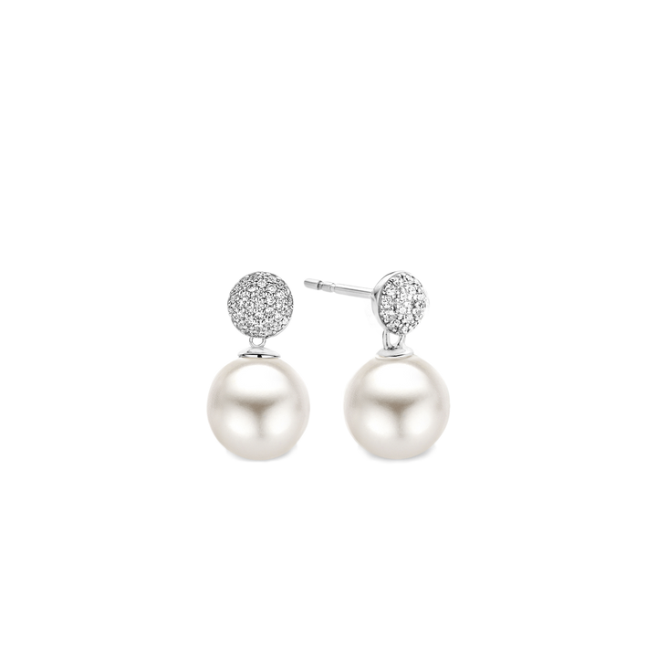 Pearl and Pave Drop Earrings - SHOPKURY.COM