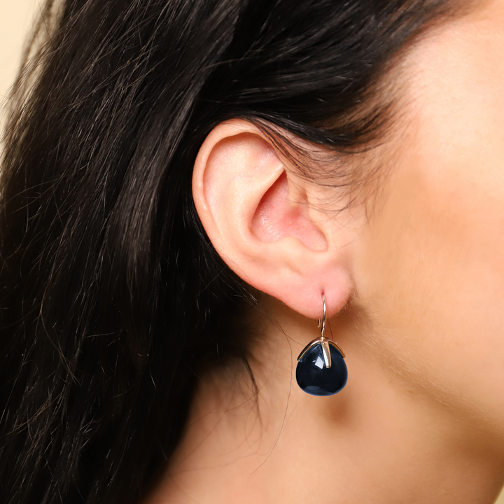Dark Blue Flowerbud Earrings - SHOPKURY.COM
