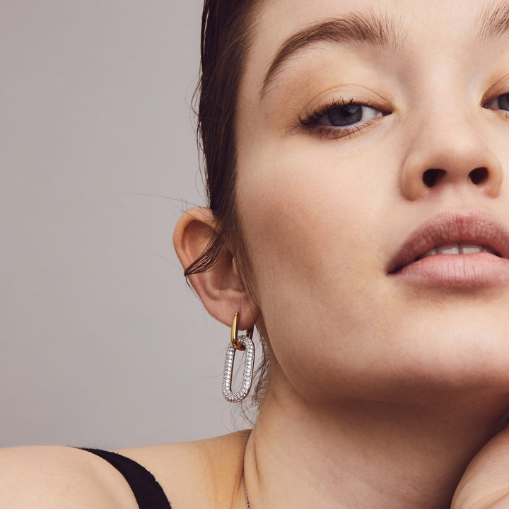 Golden Pave Link Earrings - SHOPKURY.COM