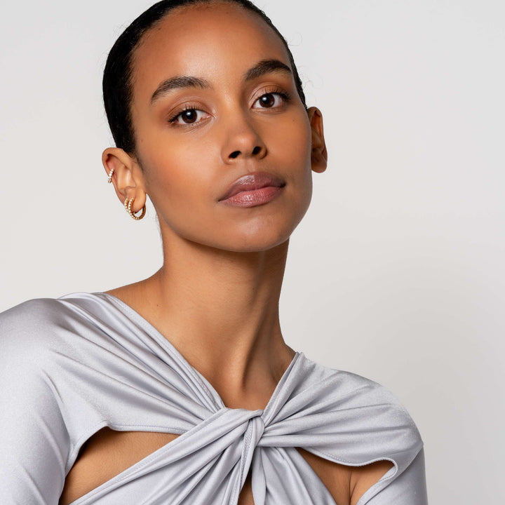 Thick 12MM Golden Sparkle Huggie Earrings - SHOPKURY.COM