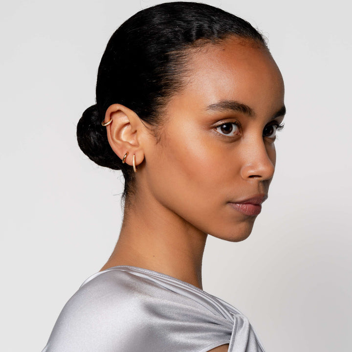 Basic 18MM Golden Sparkle Huggie Earrings - SHOPKURY.COM