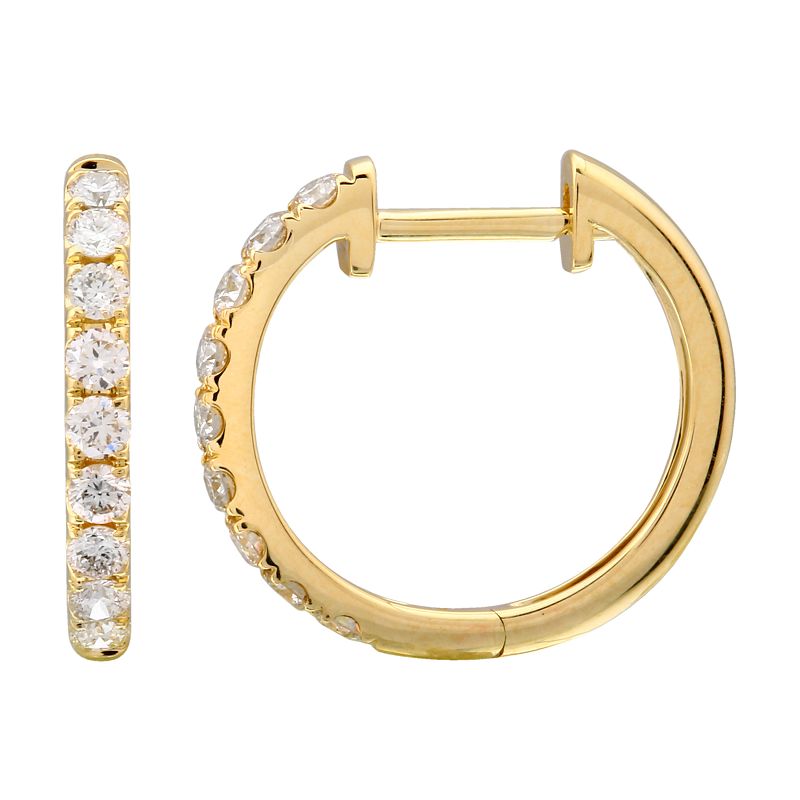 15MM Huggie Yellow Gold Diamond Huggie Earrings - SHOPKURY.COM
