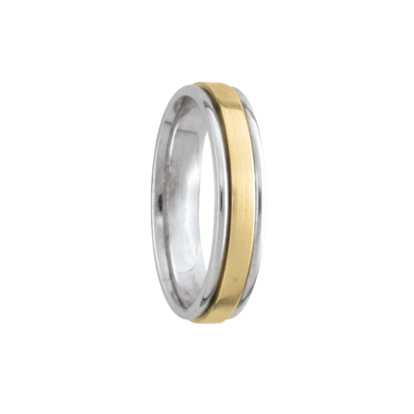 4MM White/Yellow Polished/Brushed Wedding Ring - SHOPKURY.COM