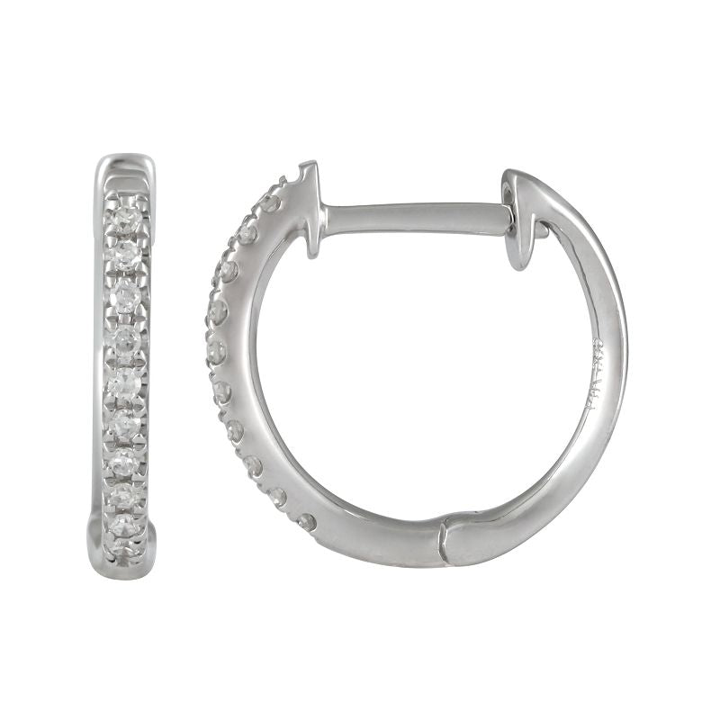 12MM White Diamond Huggie Earrings - SHOPKURY.COM