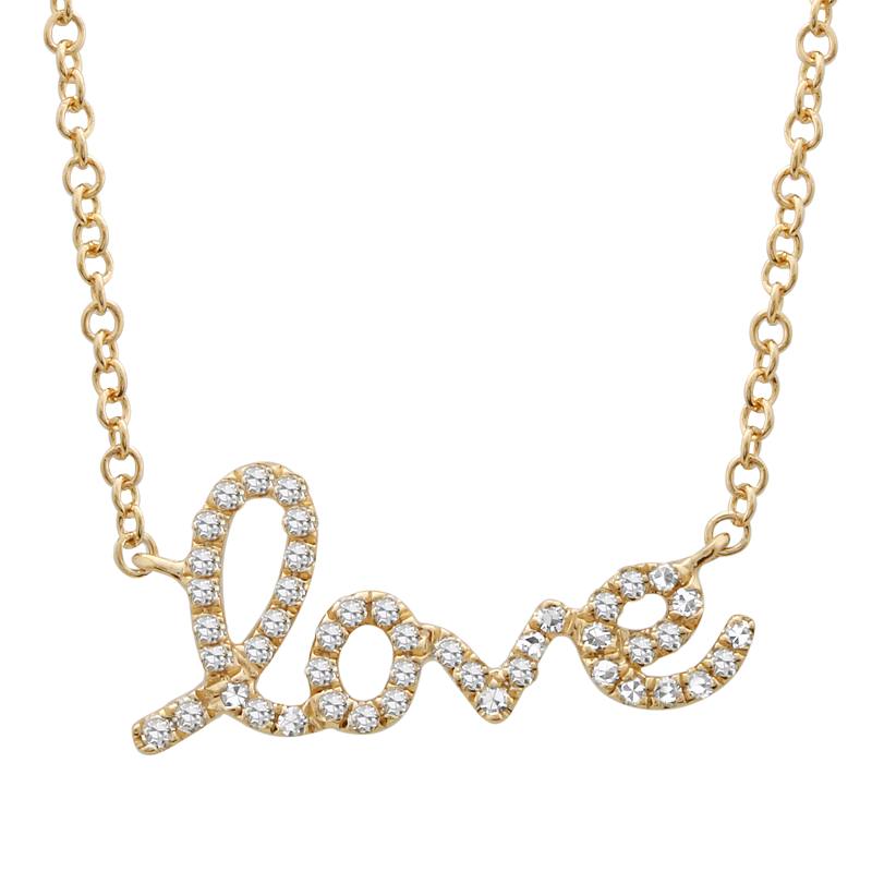 Love Script Diamonds Necklace 14KY - SHOPKURY.COM