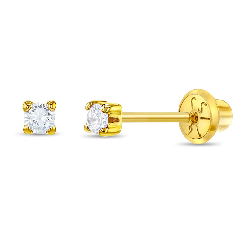 2MM Zirconia Solitaire Kids Earrings - SHOPKURY.COM