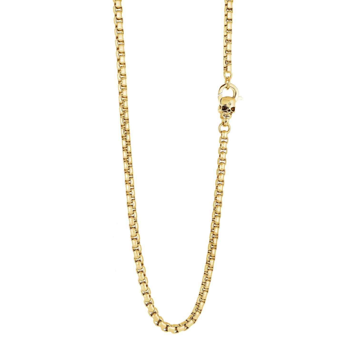 Yellow Steel Round Box Skull Chain - SHOPKURY.COM